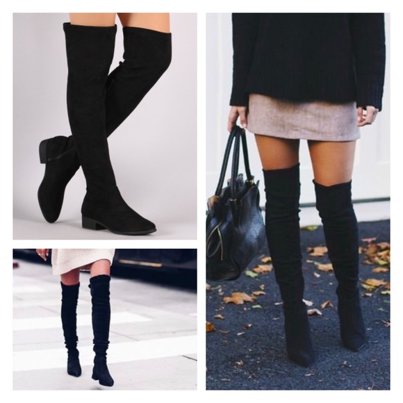 New Arrival- Black Over The Knee Ankle Boots - Picture 7 of 8